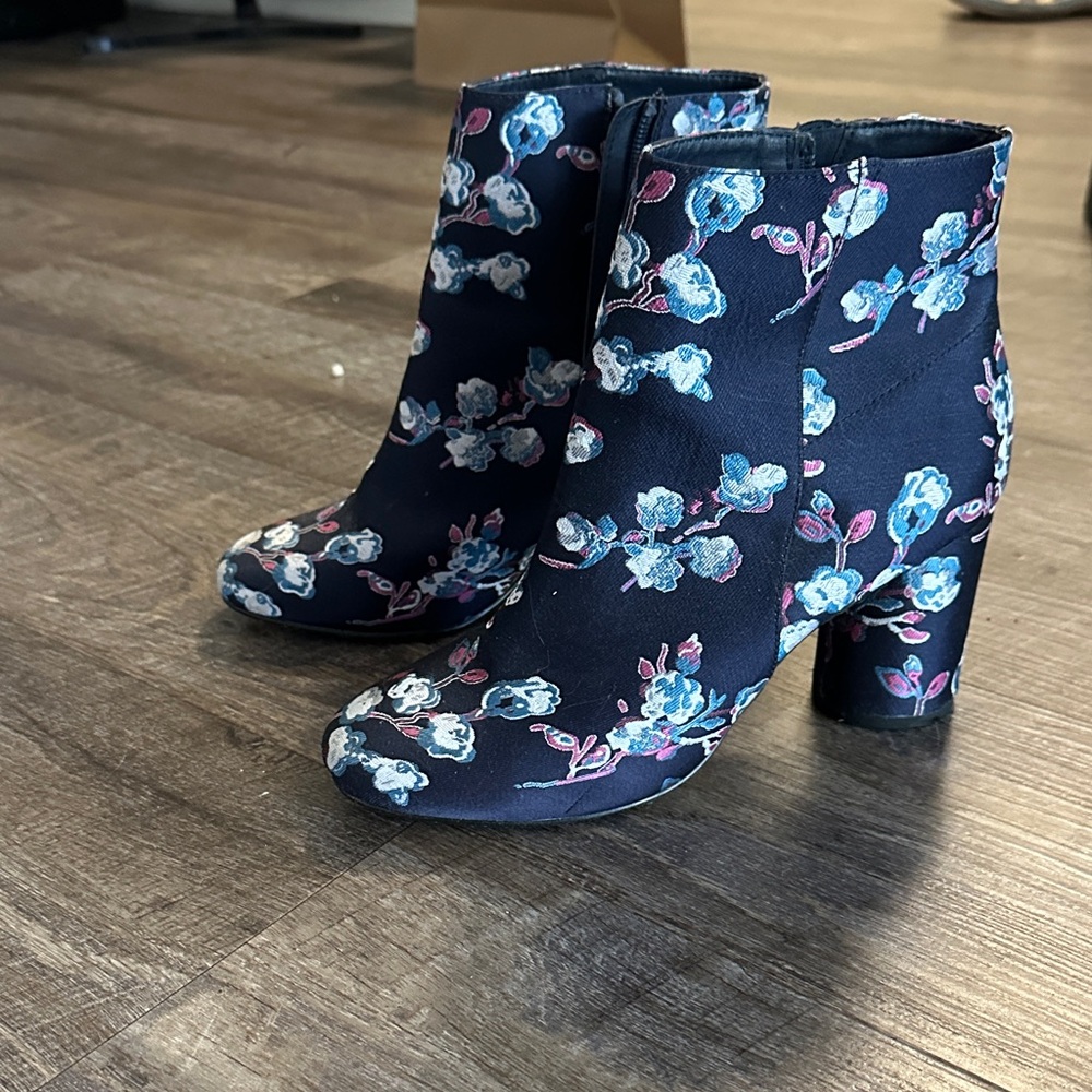 Urban Outfitters Black Floral Ankle Boots
